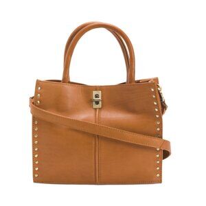 MARTA PONTI Tan Leather Square Mini Satchel With Studs